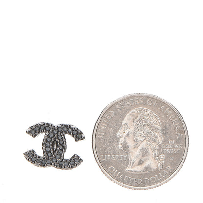Chanel Crystal CC Earrings Dark Silver 4 of 5