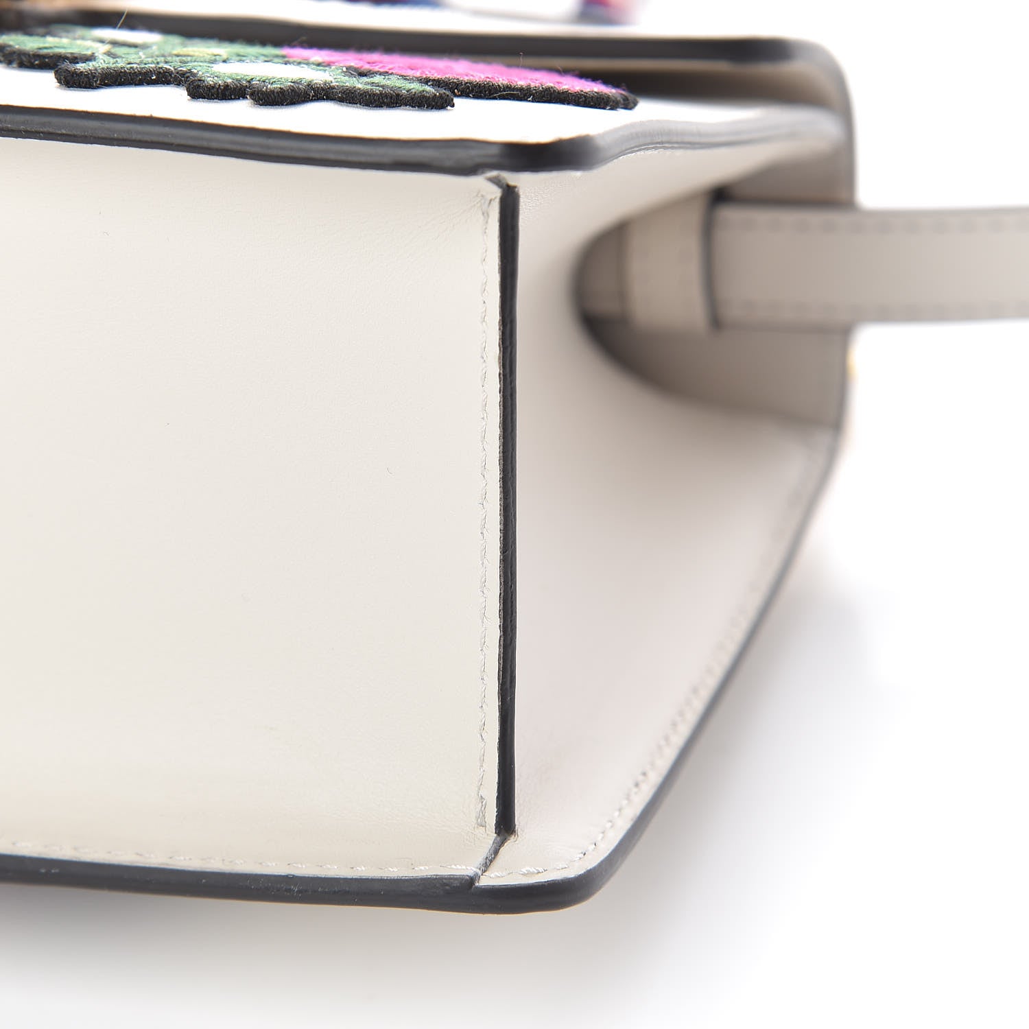 Gucci Calfskin Embroidered Mini Sylvie Top Handle Bag White 10 of 10