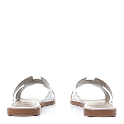 Hermes Box Calfskin Oran Sandals 37 White 5 of 11