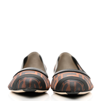 Fendi Mesh FF Skimmer Ballerina Flats 37.5 Tobacco Moro Black 2 of 9