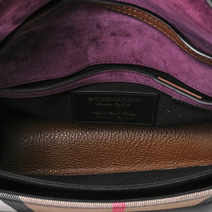 Burberry Derby Calfskin House Check Small Macken Crossbody Bag Tan 7 of 9