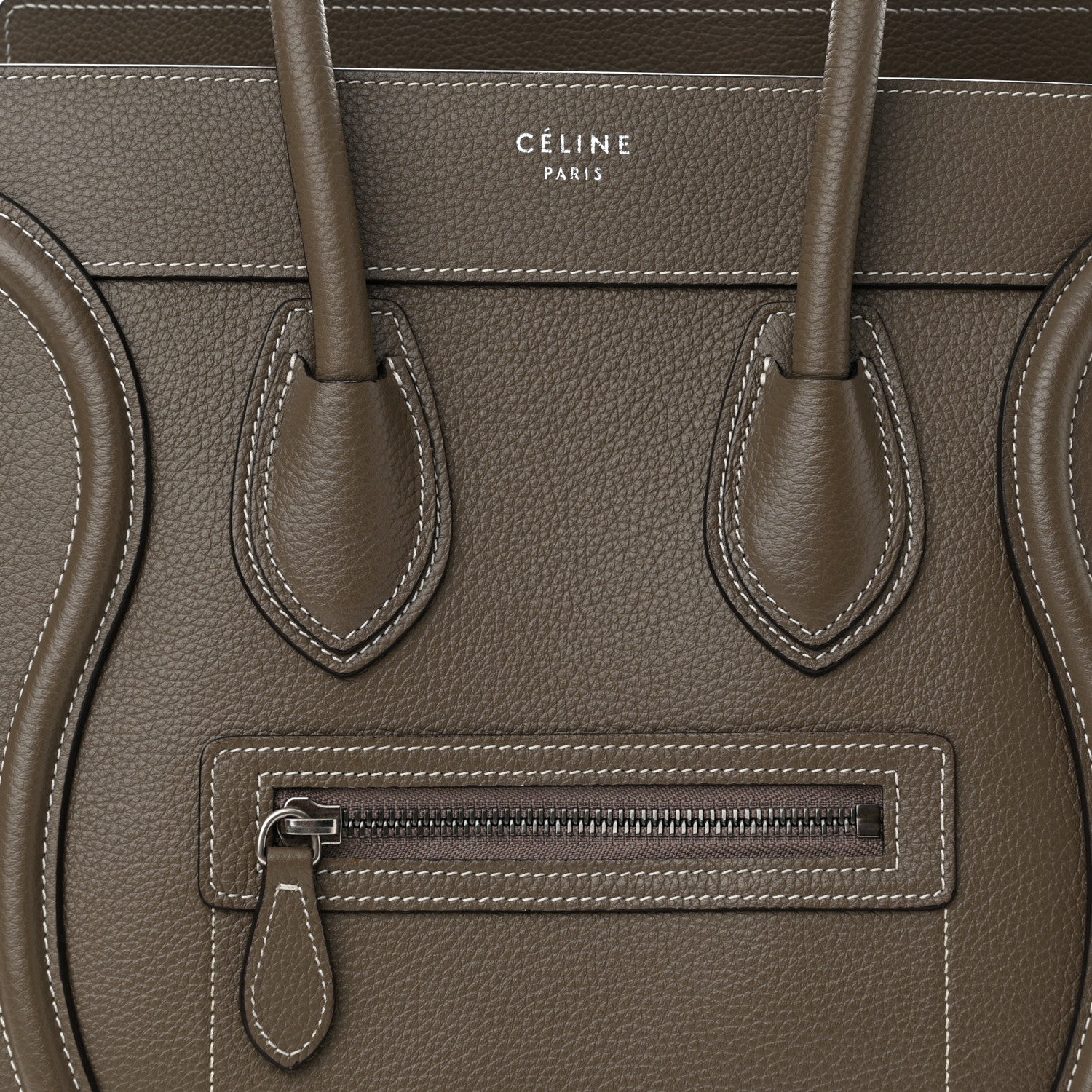 Celine Drummed Calfskin Micro Luggage Souris 7 of 10