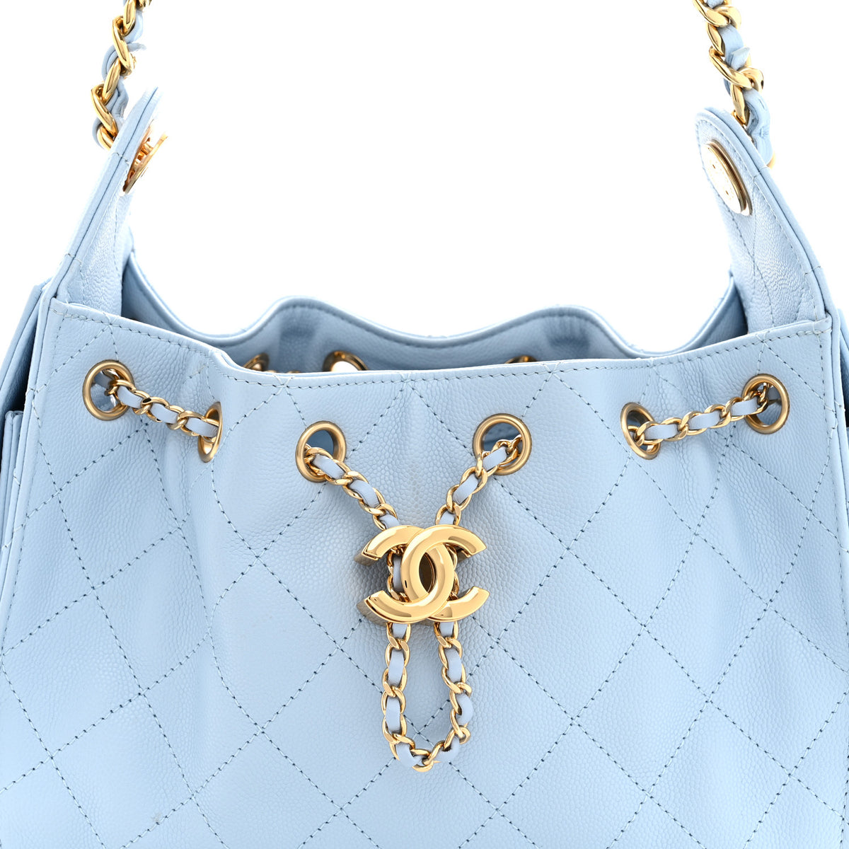 Chanel Caviar Quilted Mini Chanel 25 Handbag Light Blue 8 of 11