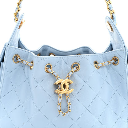 Chanel Caviar Quilted Mini Chanel 25 Handbag Light Blue 8 of 11
