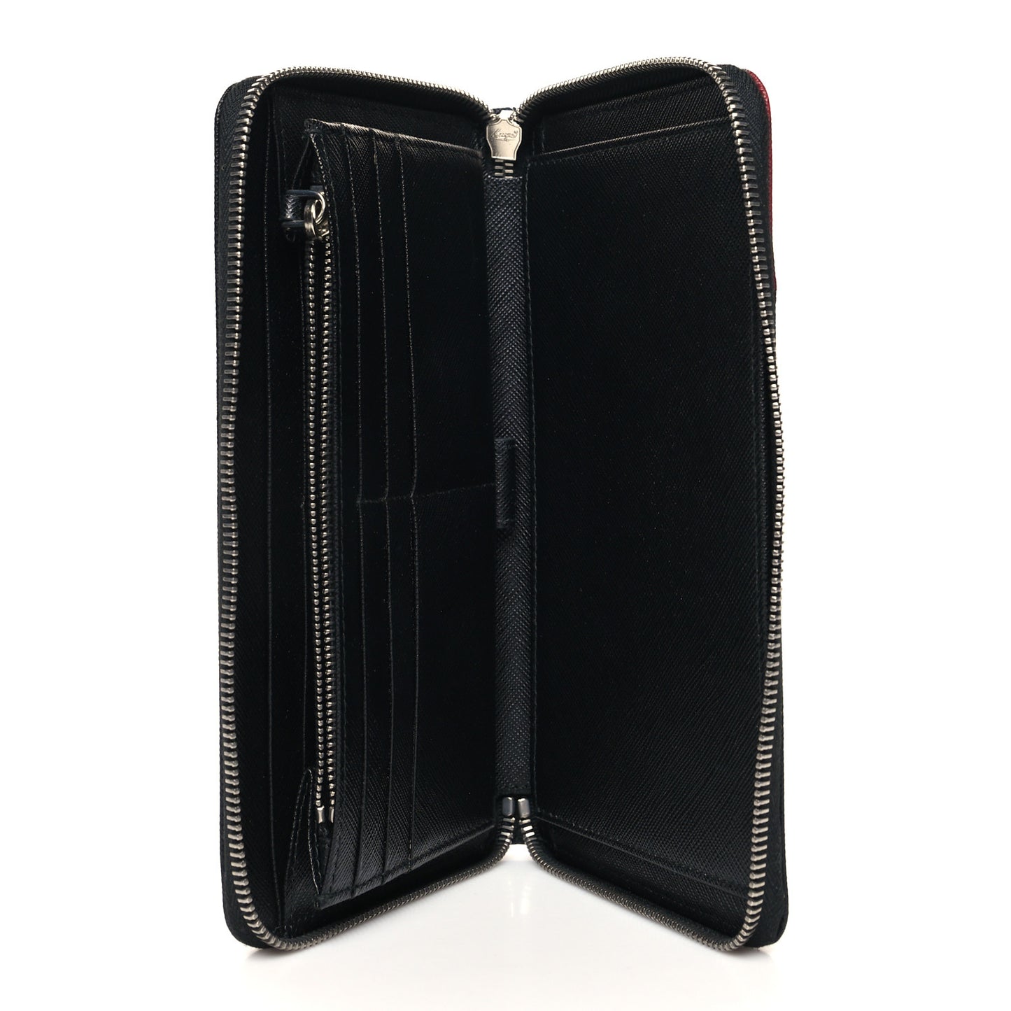 Saffiano Metal Large Zip Around Travel Wallet Black Rubino