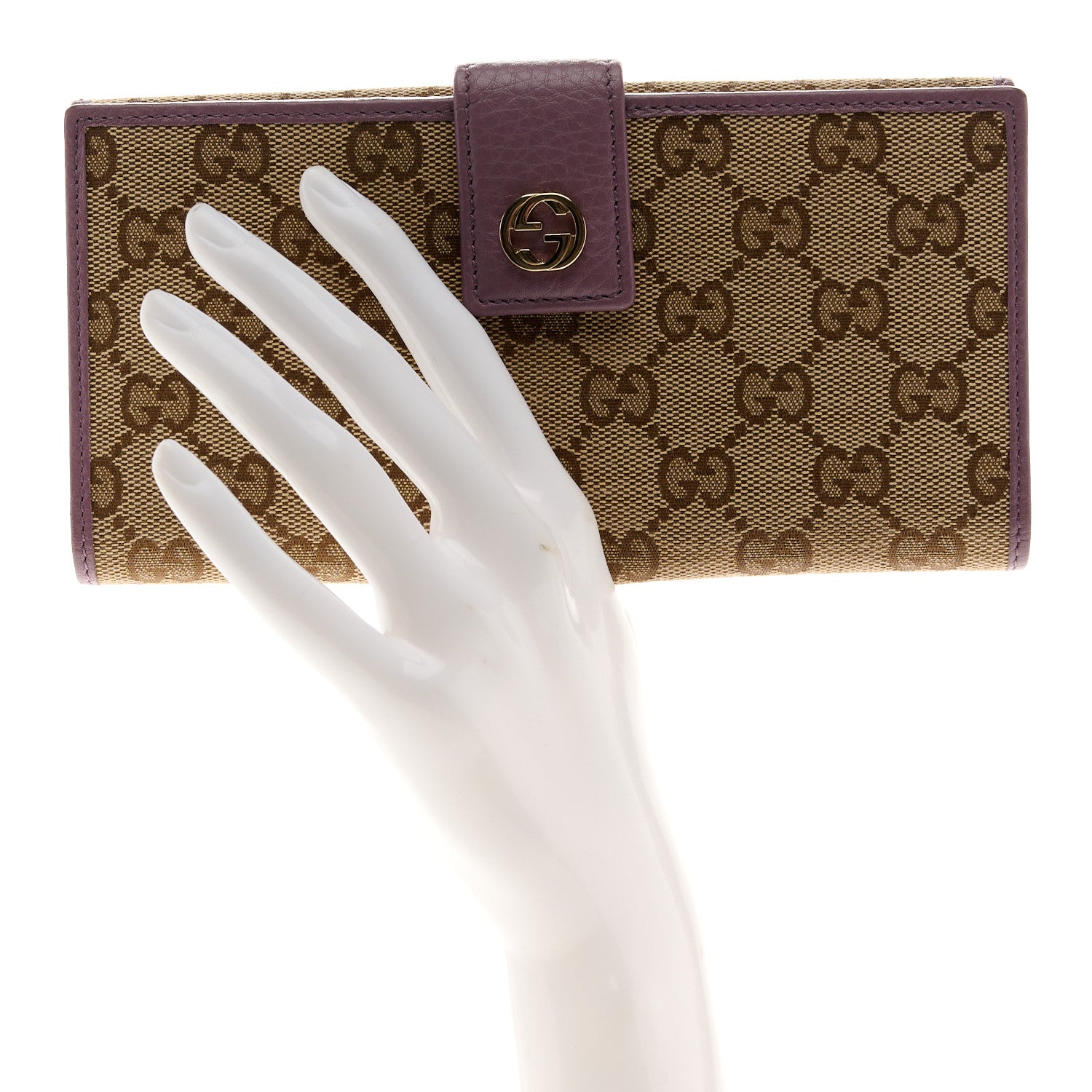 Gucci Monogram Cellarius Calfskin Miss GG Continental Wallet Beige Ebony Lilac 2 of 9