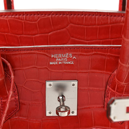 Hermes Shiny Porosus Crocodile Birkin 35 Bougainvillea 6 of 23