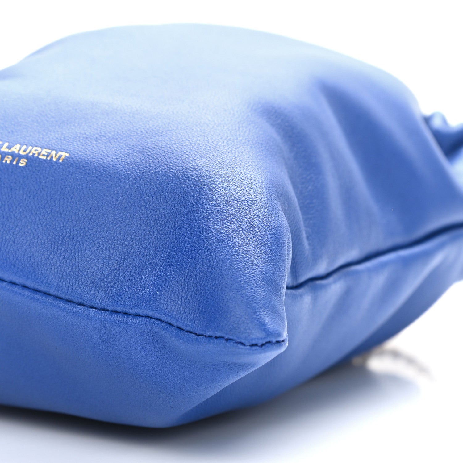 Saint Laurent Lambskin Paris Drawstring Pouch Bleu Majorelle 10 of 11