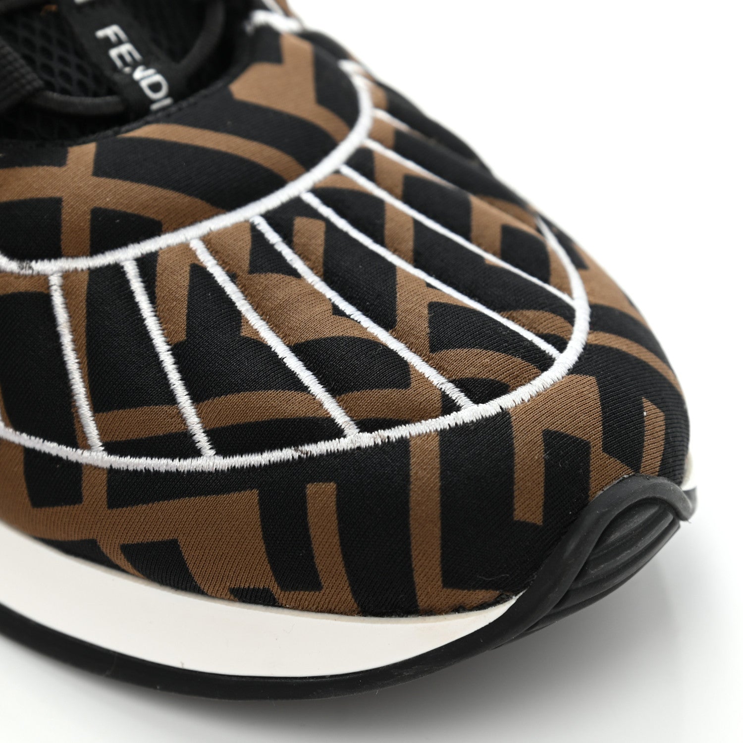 Fendi Stretch Fabric FFreedom Sneakers 36 Tobacco Black White 9 of 9