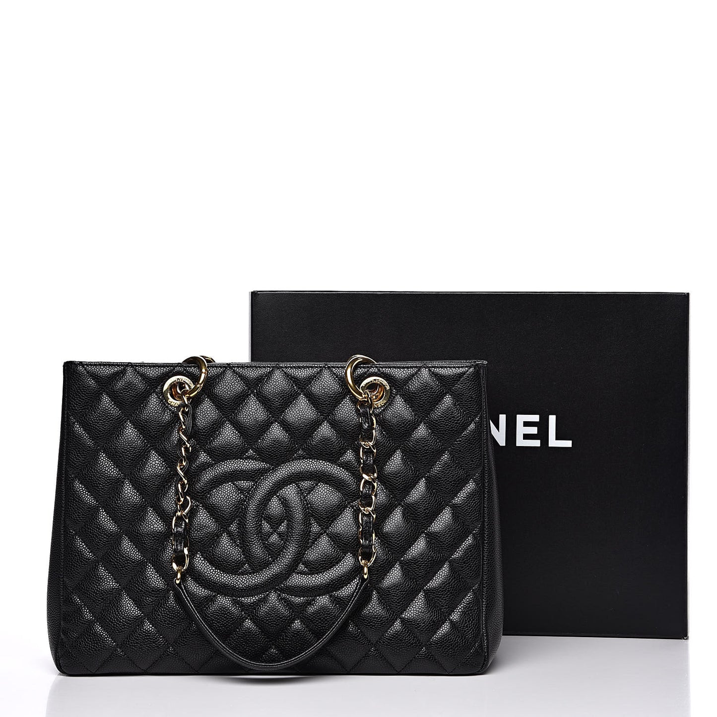 Caviar Quilted Grand Shopping Tote GST Black