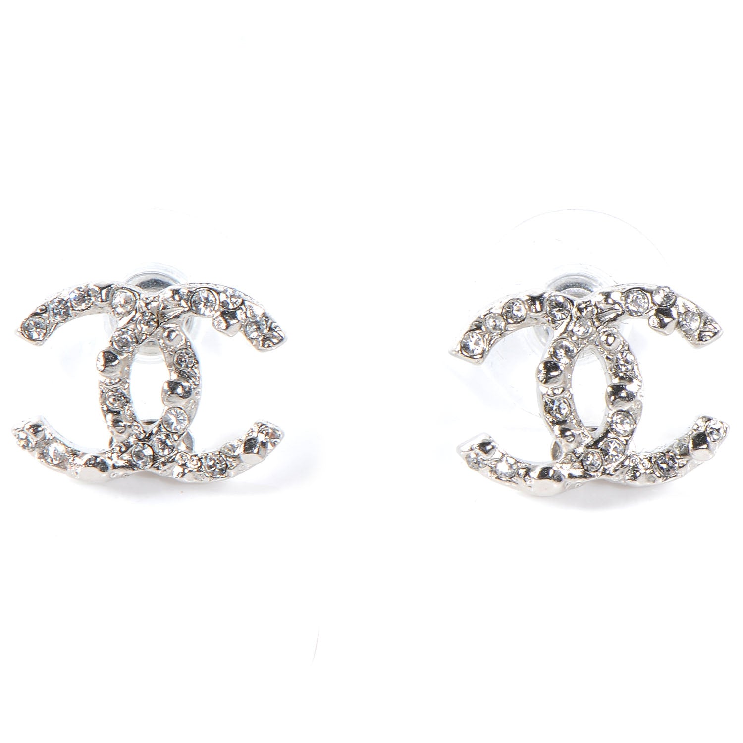 Chanel Crystal CC Earrings Silver 1 of 6