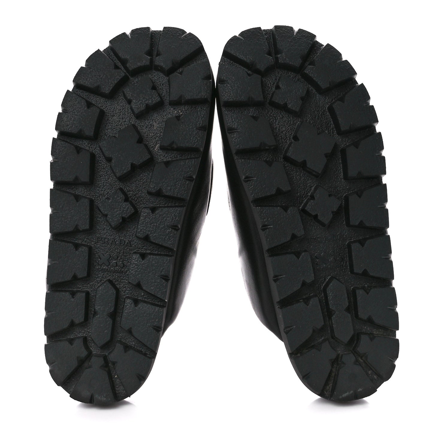 Nappa Soft Padded Metal Triangle Logo Lug Sole 20mm Mules 38 Black