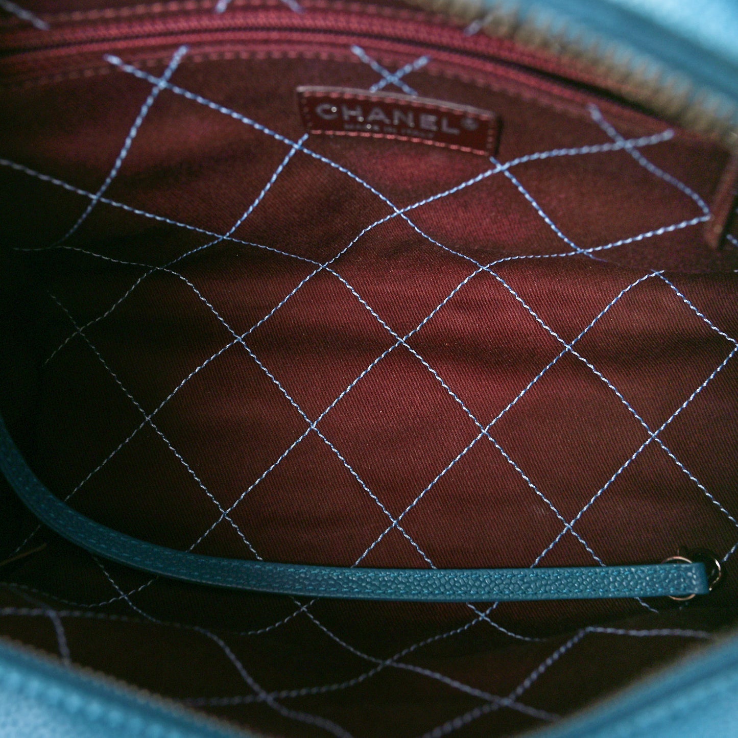 Caviar Quilted Small Deauville Bowling Bag Blue