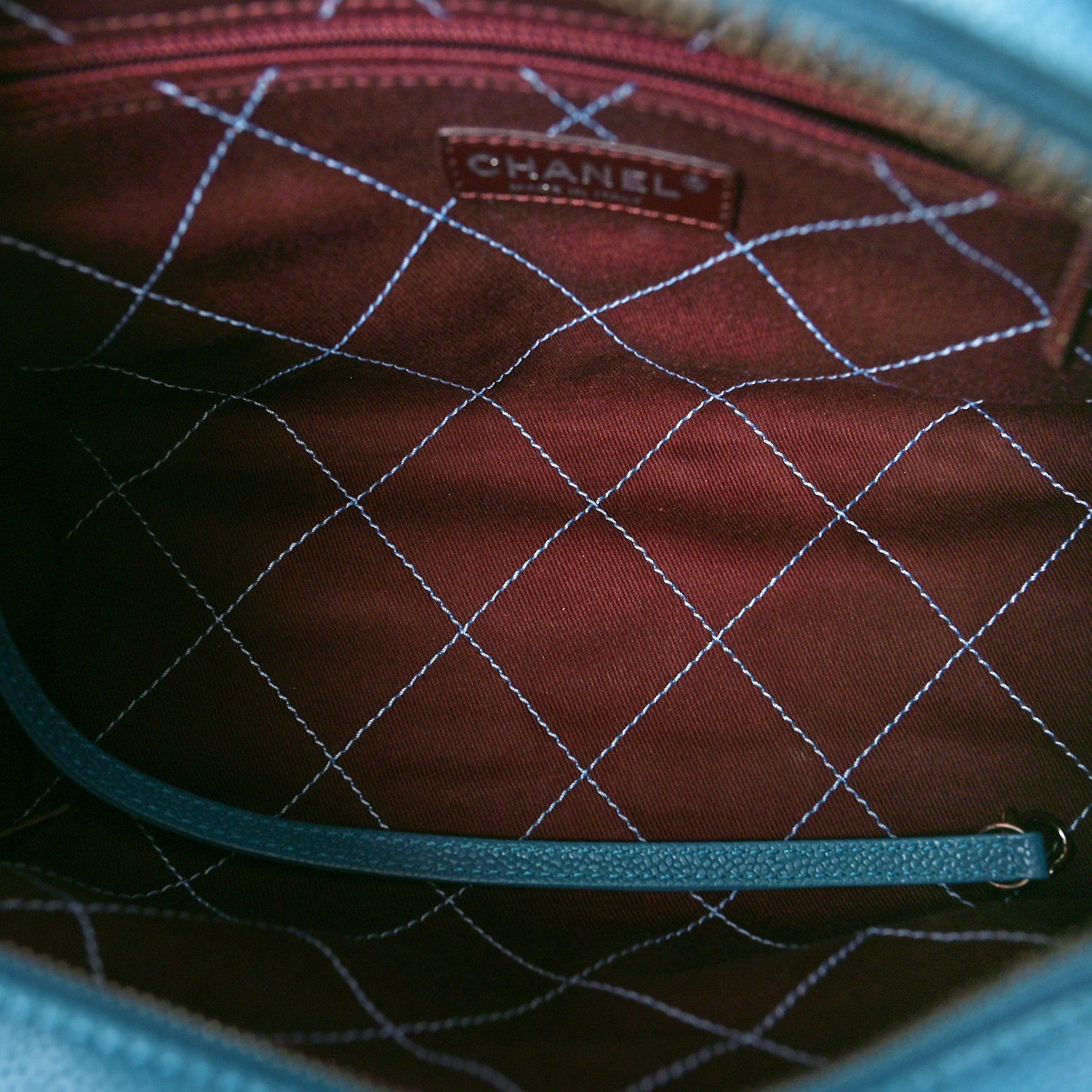 Chanel Caviar Quilted Small Deauville Bowling Bag Blue 5 of 8