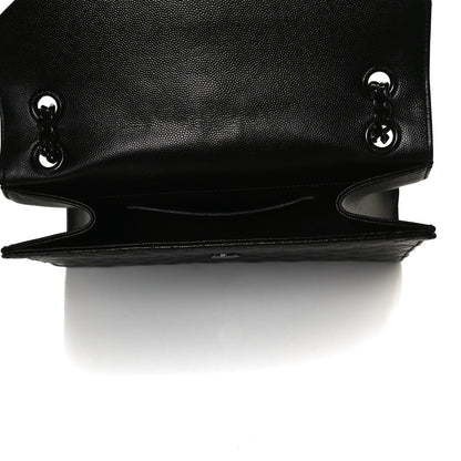 Saint Laurent Grain De Poudre Textured Mixed Matelasse Triquilt Medium Monogram Satchel Black 5 of 13
