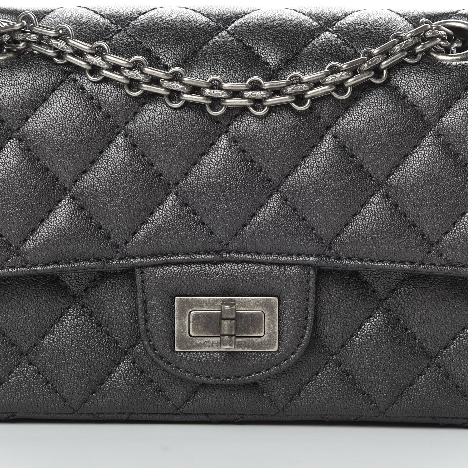 Chanel Metallic Sheepskin Quilted 2.55 Reissue Mini Flap Dark Silver 8 of 12