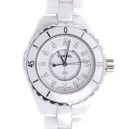 Chanel Stainless Steel Ceramic Diamond 33mm J12 Quartz Watch White 1 of 5