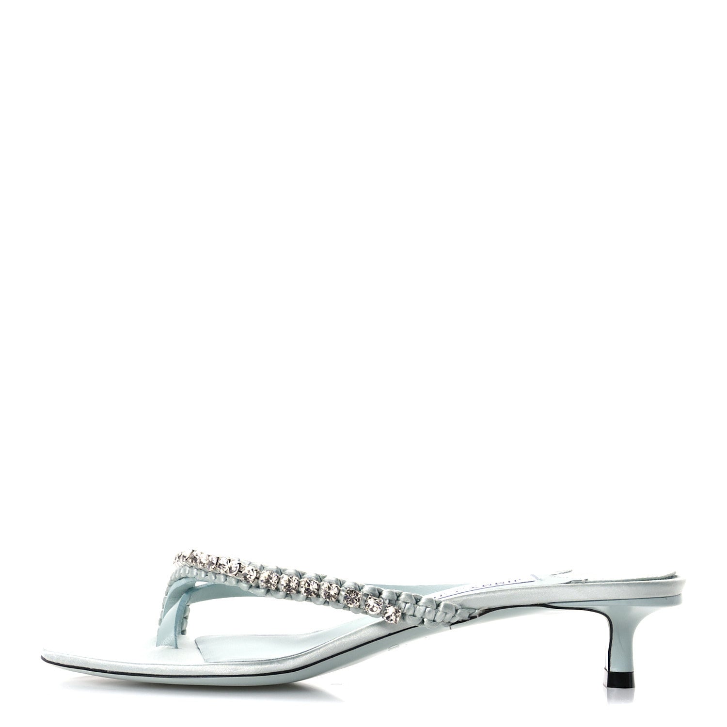 Jimmy Choo Satin Crystal Dila 35 Sandals 37.5 Light Verde 1 of 10