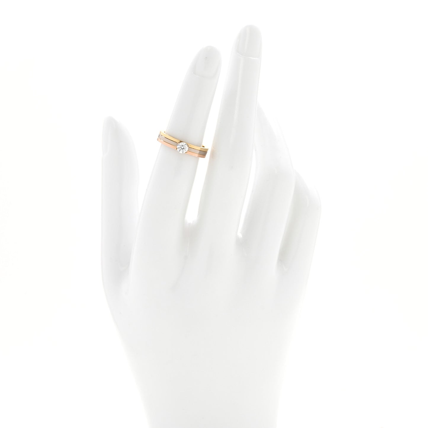 18K Pink Yellow White Gold Diamond .23ct Solitaire Trinity Engagement Ring 48 4.5