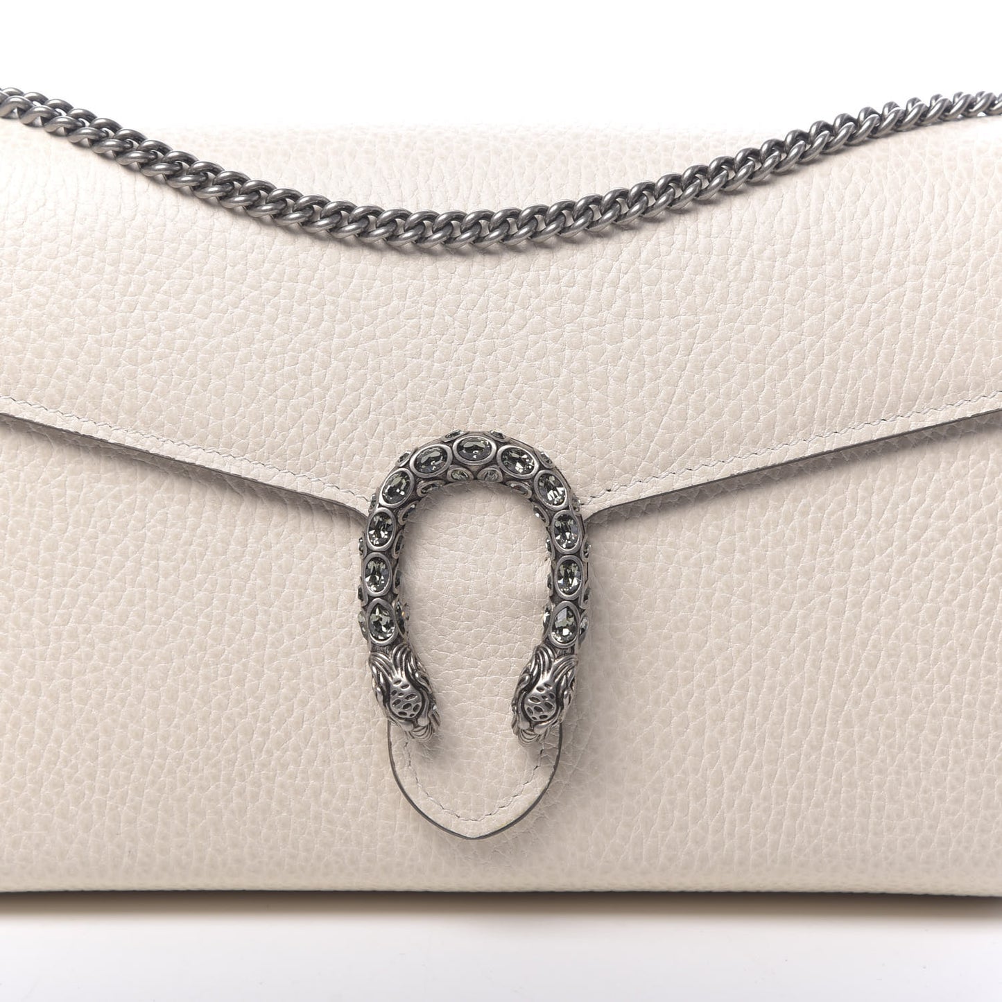 Dollar Calfskin Mini Dionysus Chain Wallet Mystic White