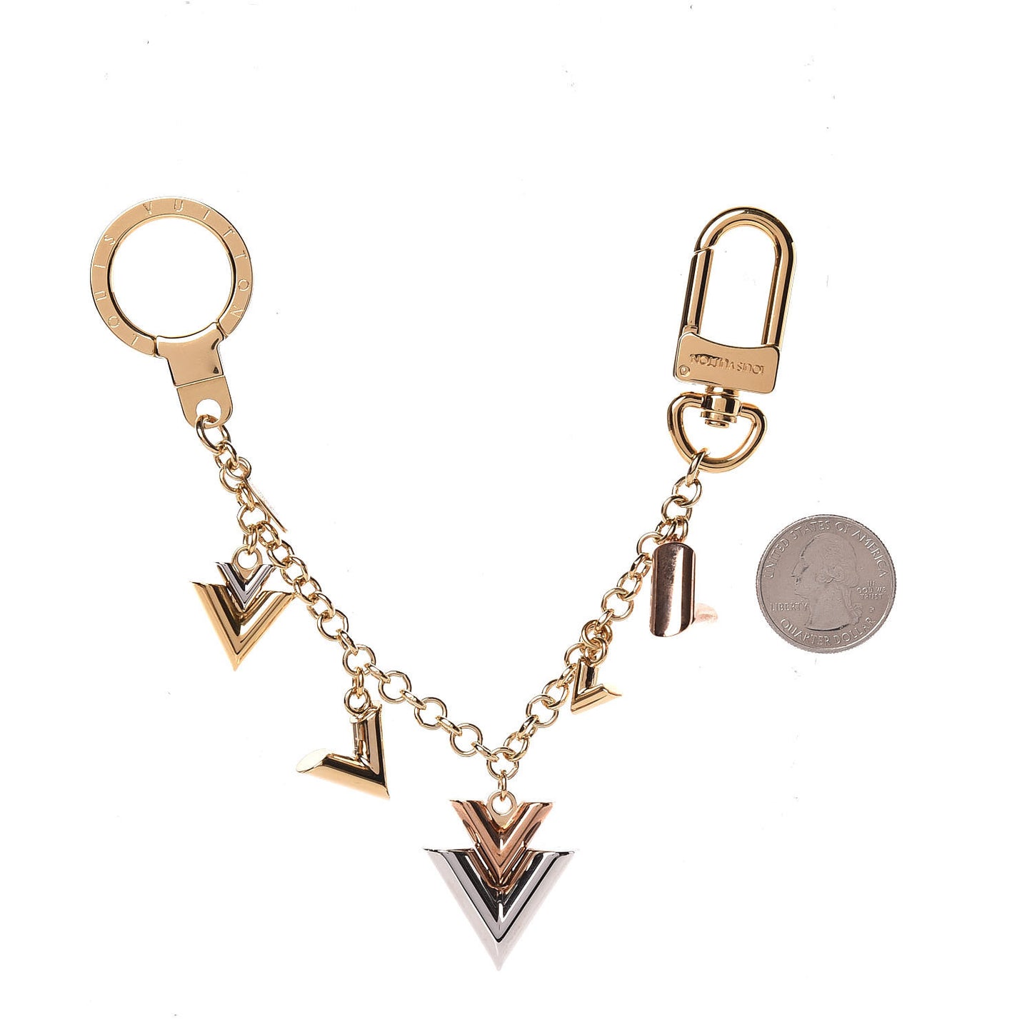 Jingle V Chain Bag Charm Gold