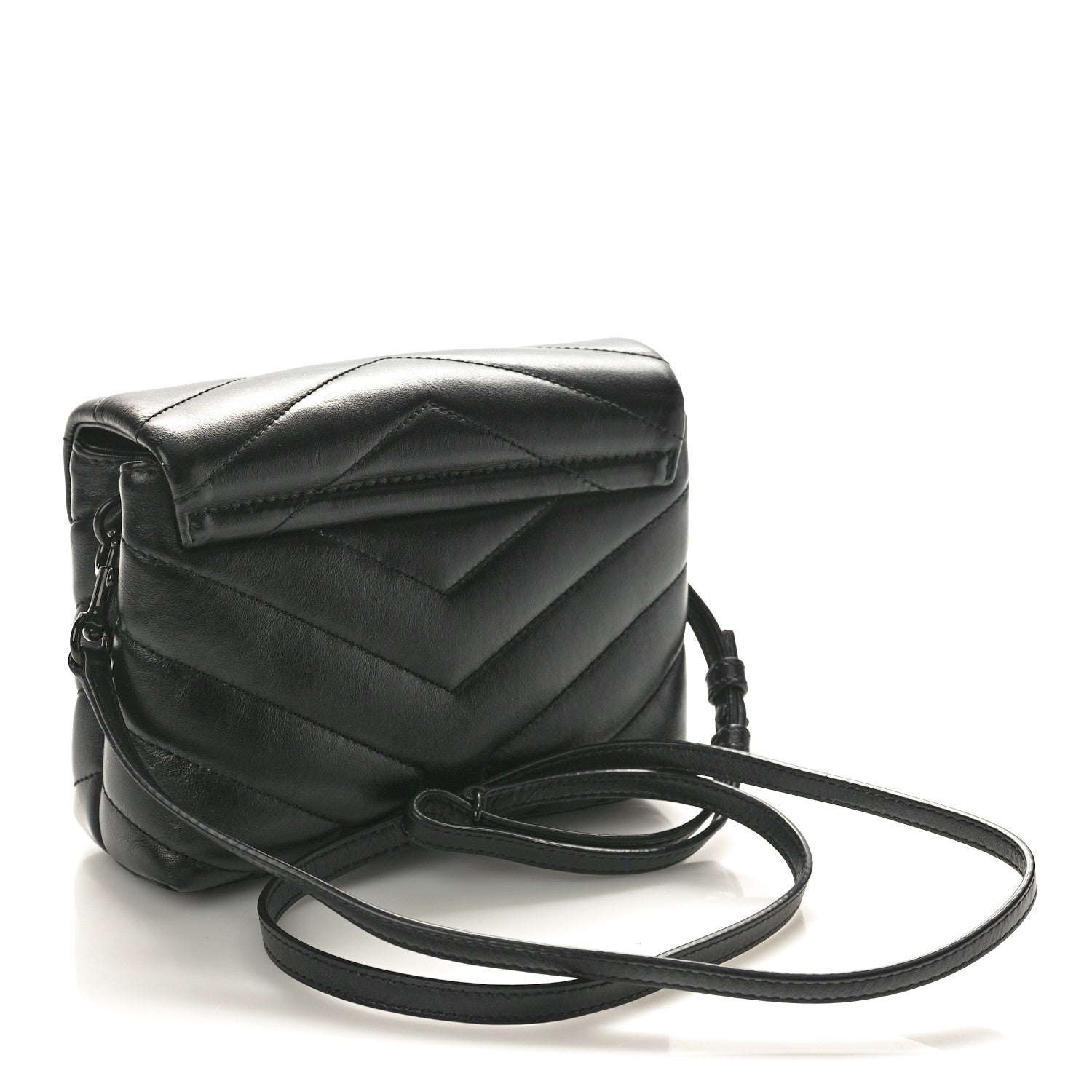 Saint Laurent Calfskin Y Quilted Monogram Monochrome Toy Loulou Crossbody Bag Black 4 of 10