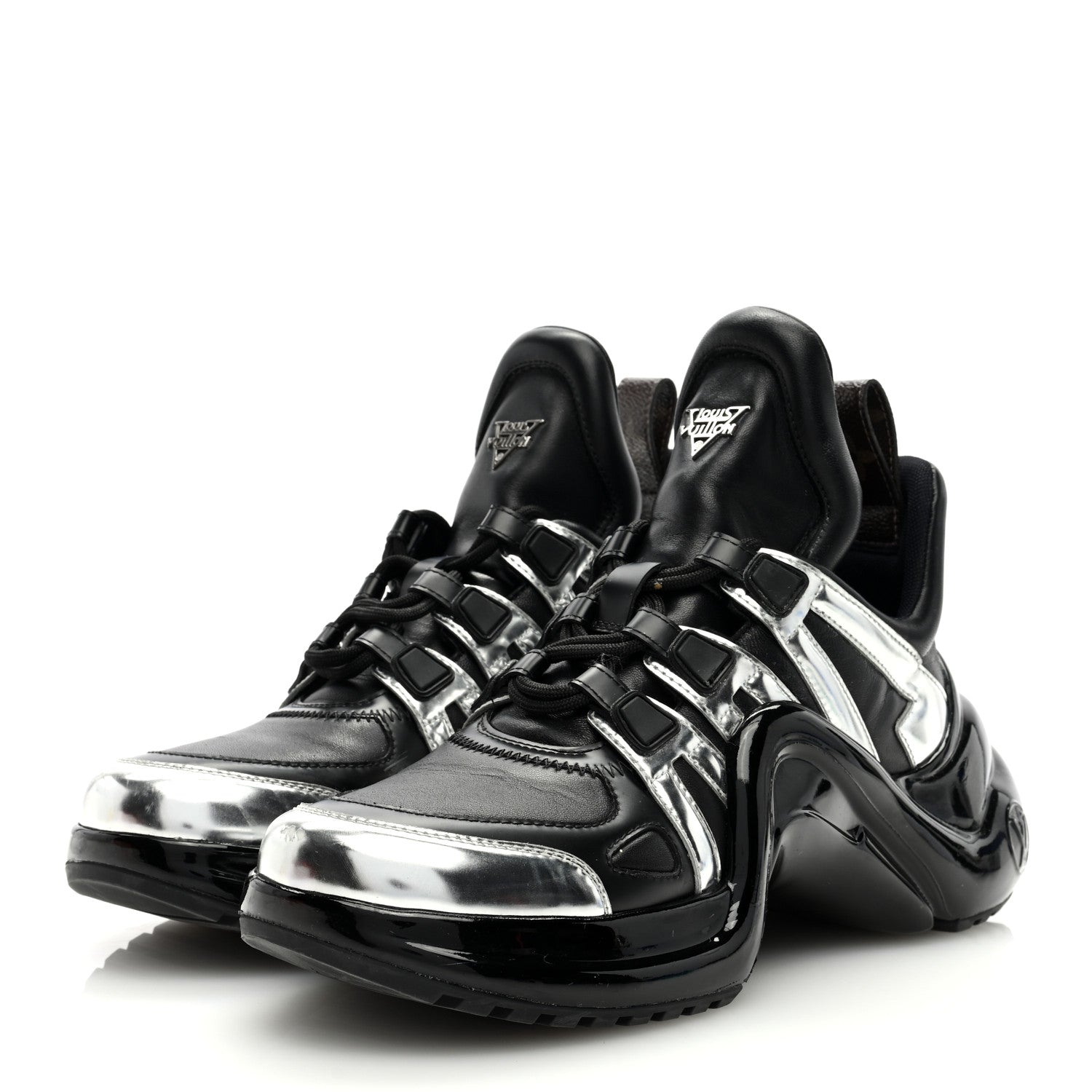 Louis Vuitton Patent LV Archlight Sneakers 37.5 Black Silver 2 of 7