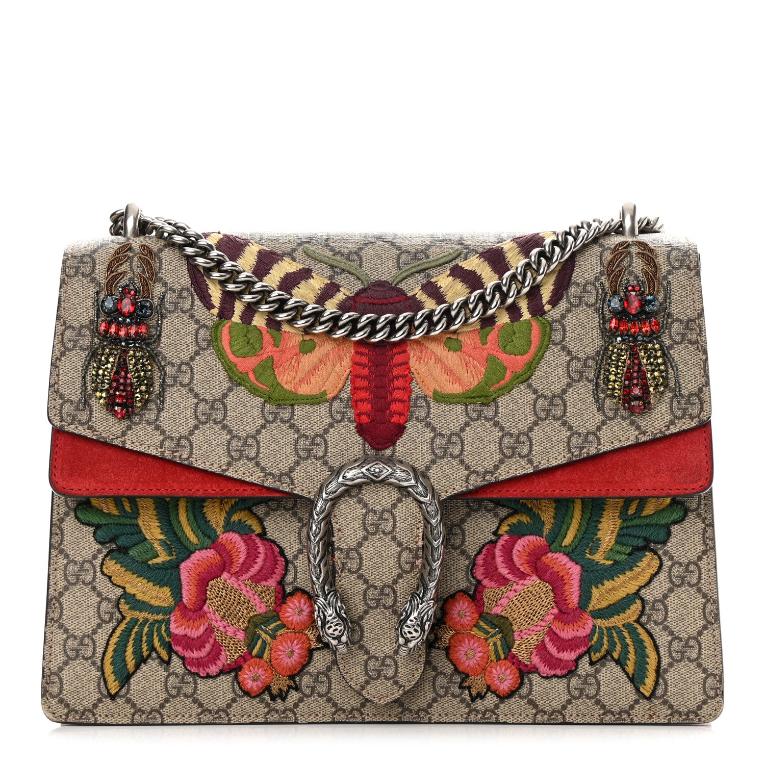 Gucci GG Supreme Monogram Embroidered Medium Dionysus Shoulder Bag Beige Hibiscus 1 of 23