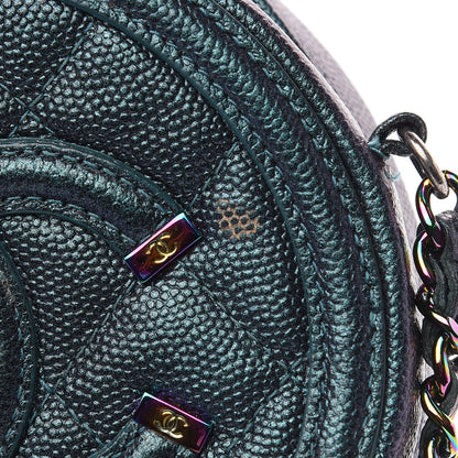 Chanel Iridescent Caviar Quilted Round Filigree Crossbody Dark Turquoise 7 of 10