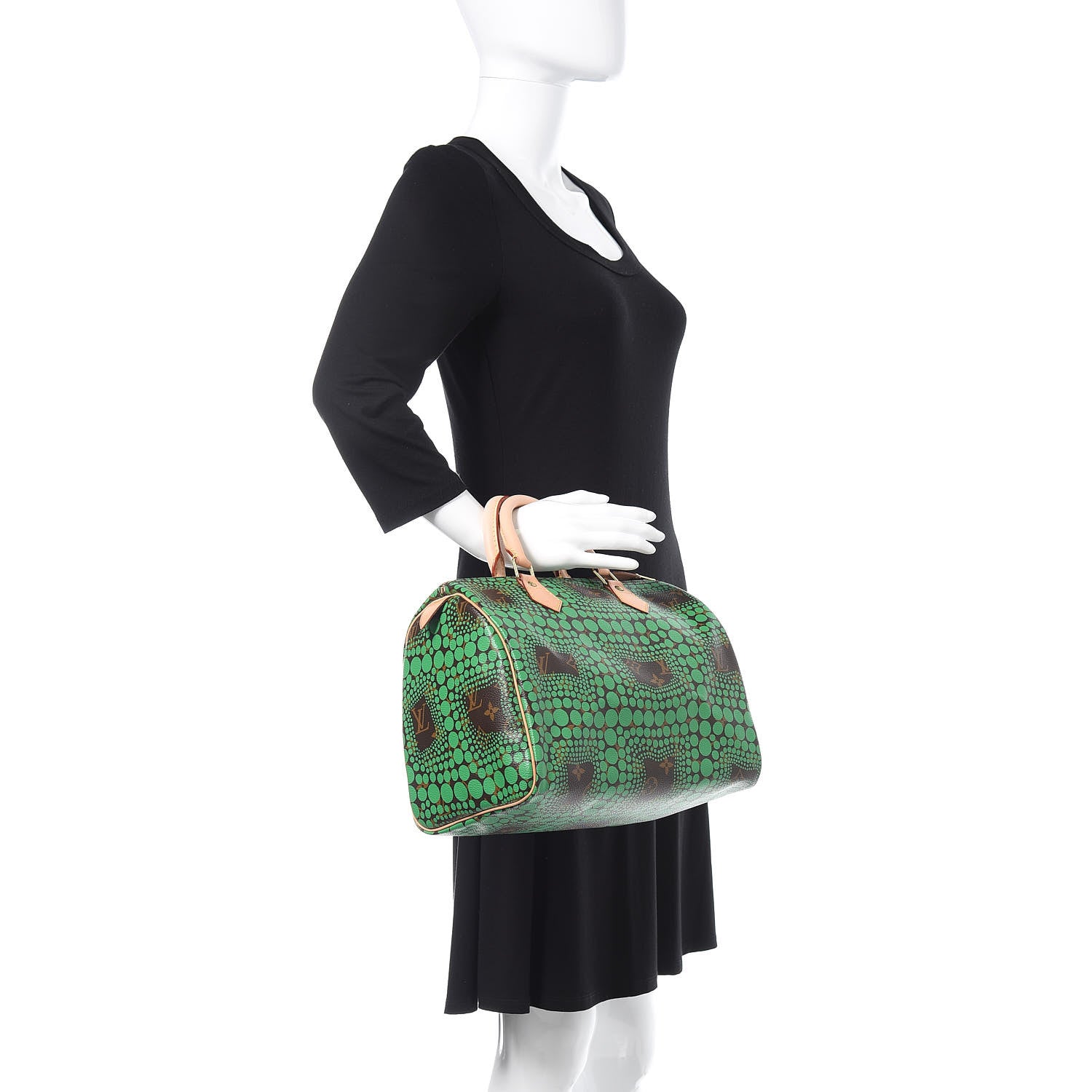 Louis Vuitton Monogram Kusama Town Speedy 30 Green 2 of 10