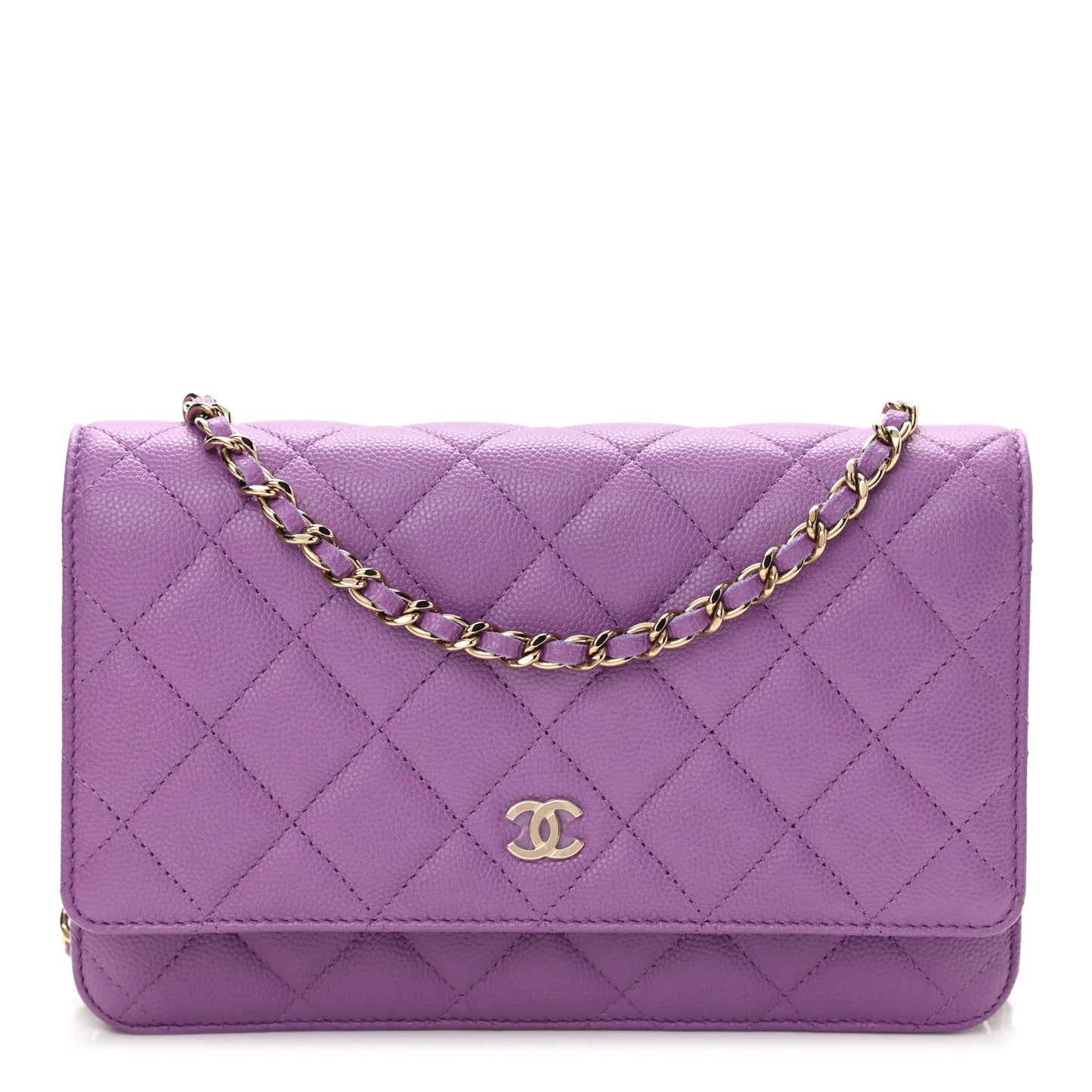 Caviar Quilted Wallet On Chain WOC Purple