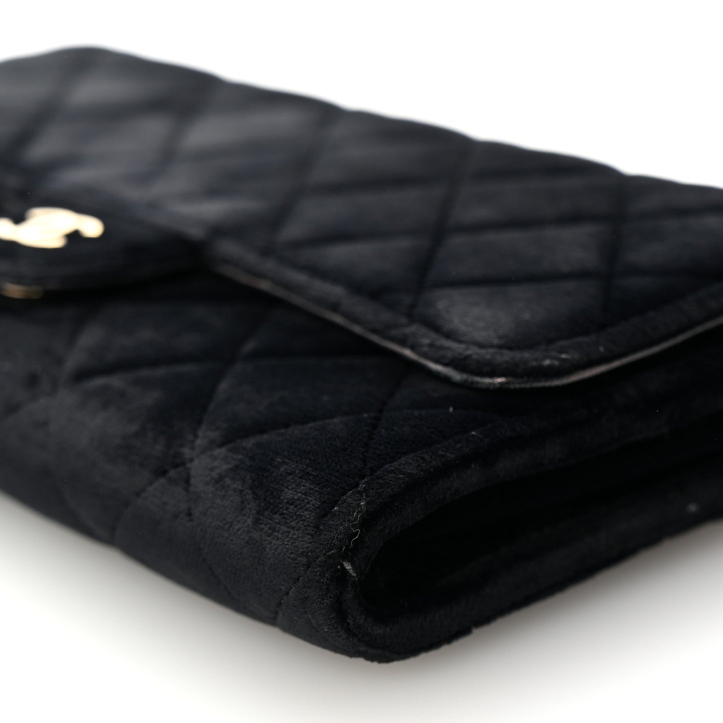 Velvet Quilted Wallet On Removable Chain Black