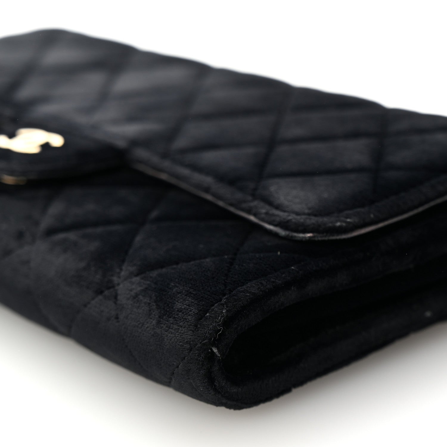 Chanel Velvet Quilted Wallet On Removable Chain Black 11 of 11