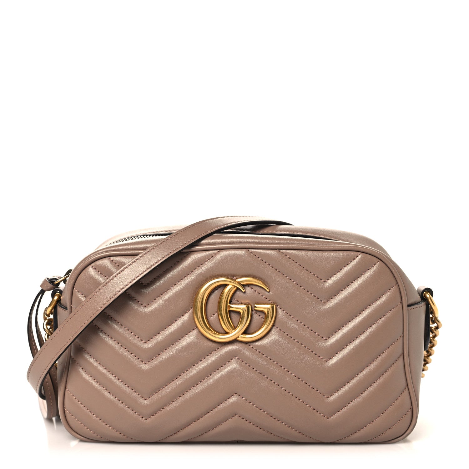 Gucci Calfskin Matelasse Small GG Marmont Chain Shoulder Bag Porcelain Rose 1 of 13