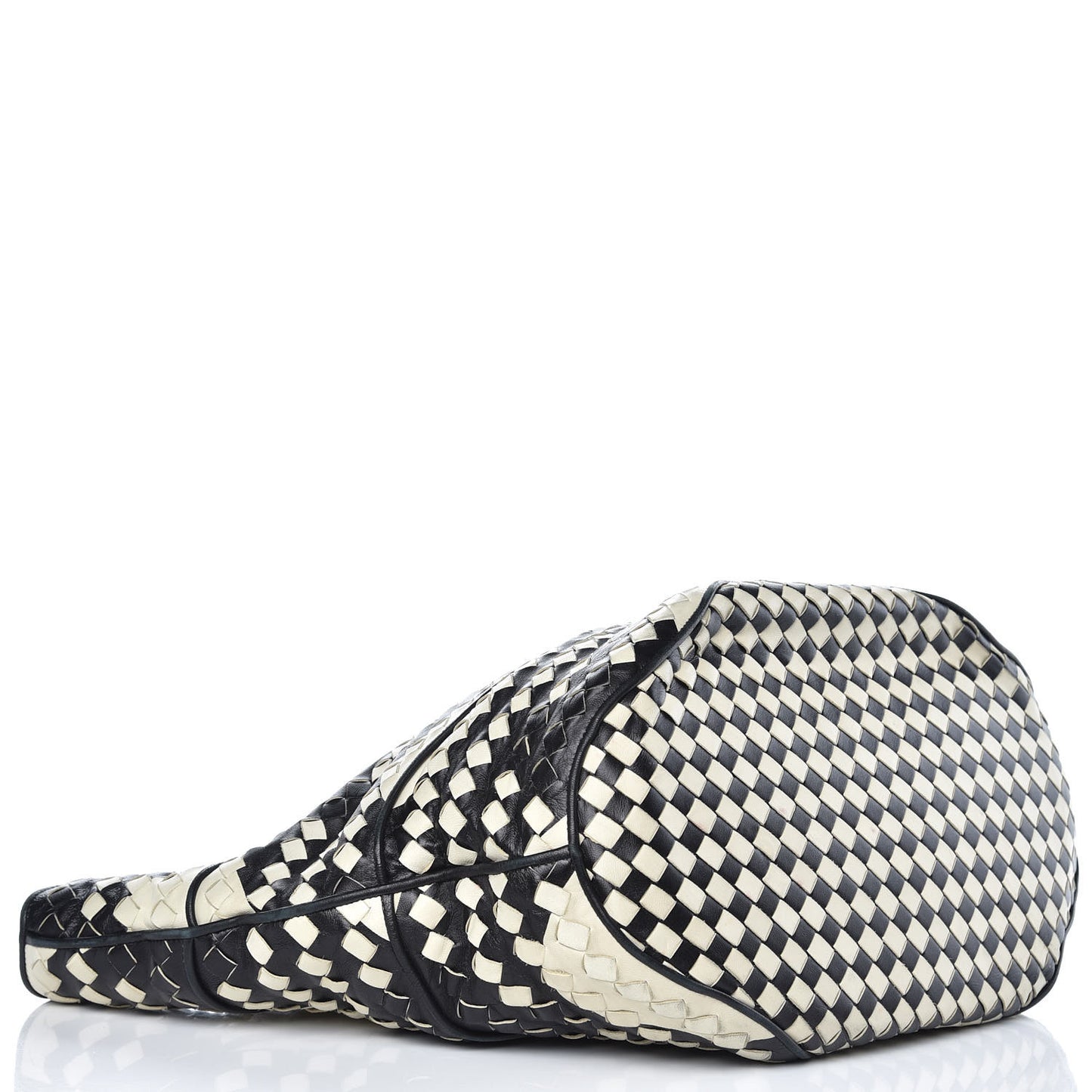 Nappa Intrecciato Shopper Tote Black White