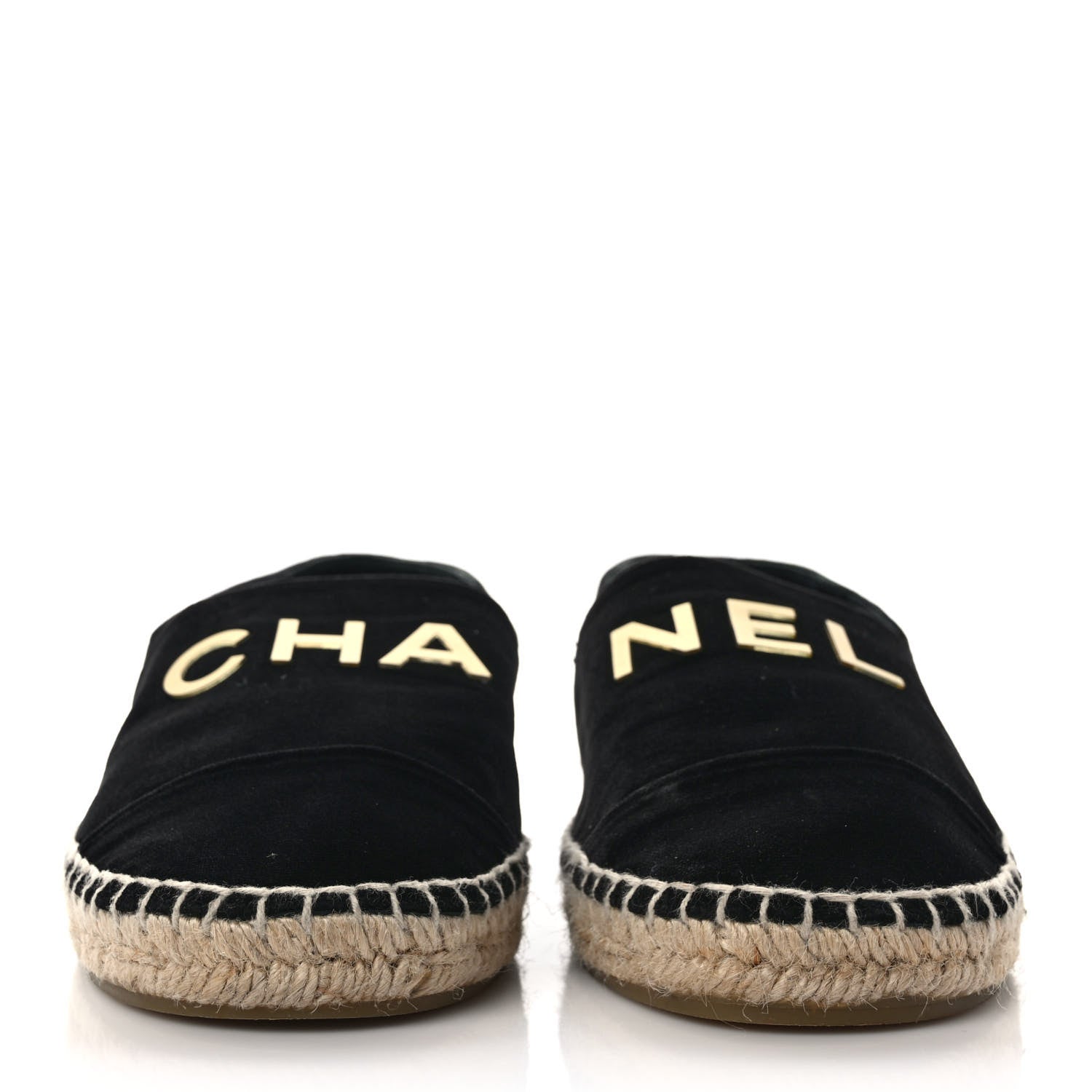 Chanel Velvet Logo Espadrilles 38 Black 2 of 7