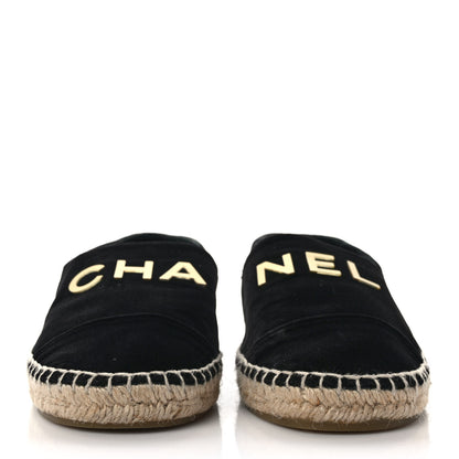 Chanel Velvet Logo Espadrilles 38 Black 2 of 7