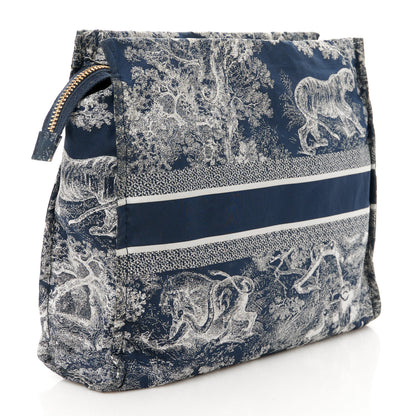 Christian Dior Technical Fabric Toile De Jouy Reverse Diortravel Zipped Pouch Blue Multicolor 3 of 10