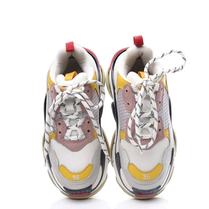 Balenciaga Mesh Nubuck Womens Triple S Sneakers 35 White Gris Jaune Rose 5 of 9