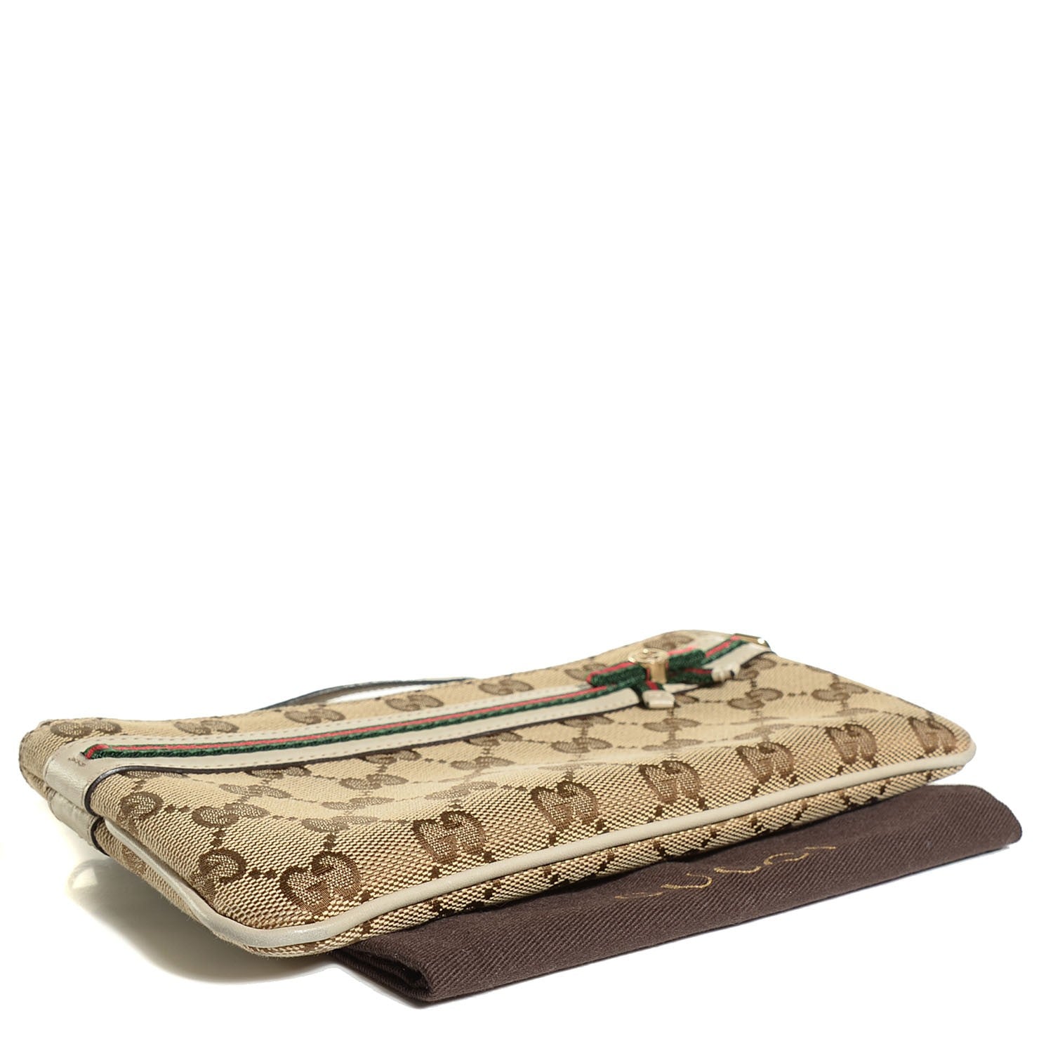 Gucci Monogram Web Bow and Interlocking G Mayfair Wristlet Off White 4 of 7