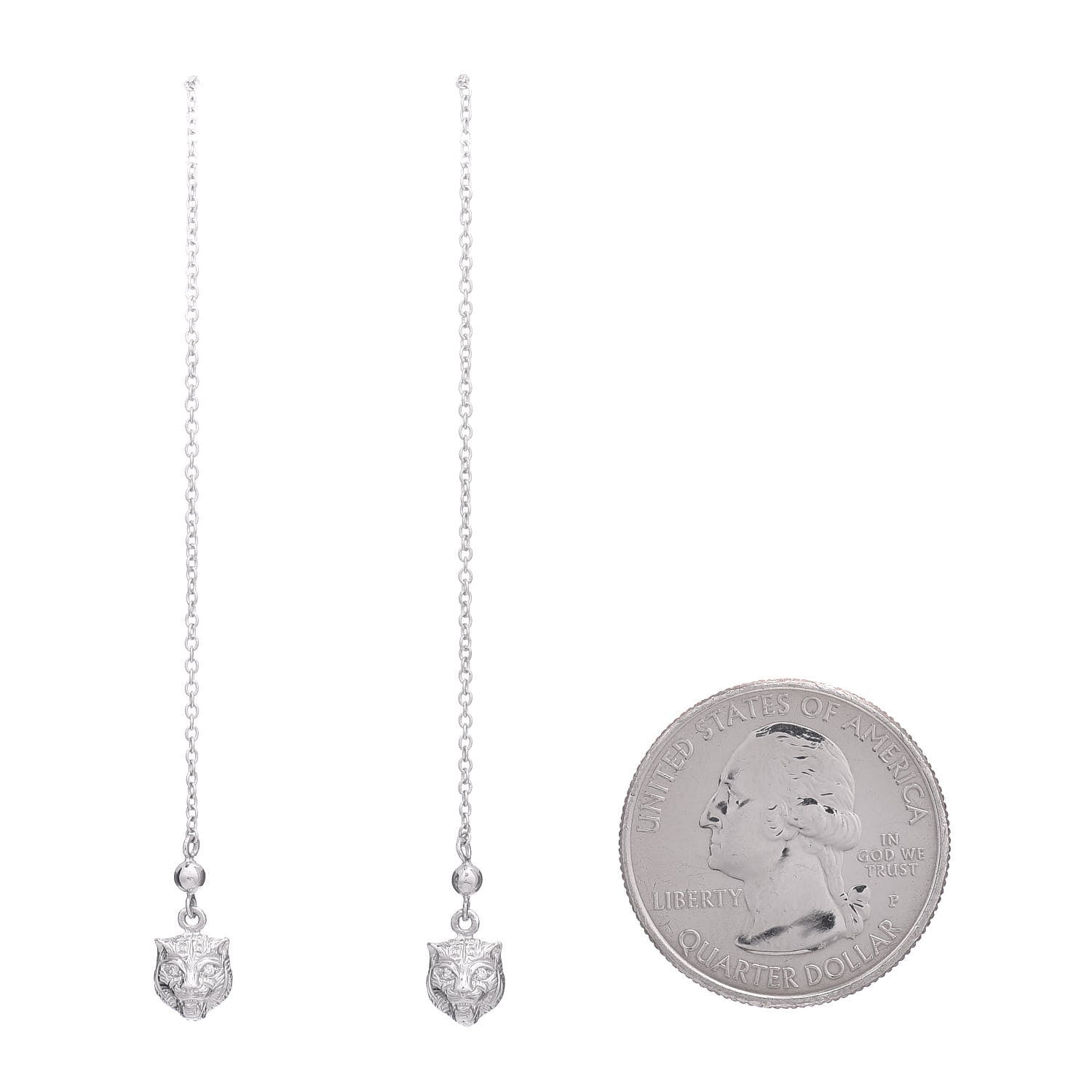 Gucci 18K White Gold Diamond Le Marche des Merveilles Feline Drop Earrings 3 of 7