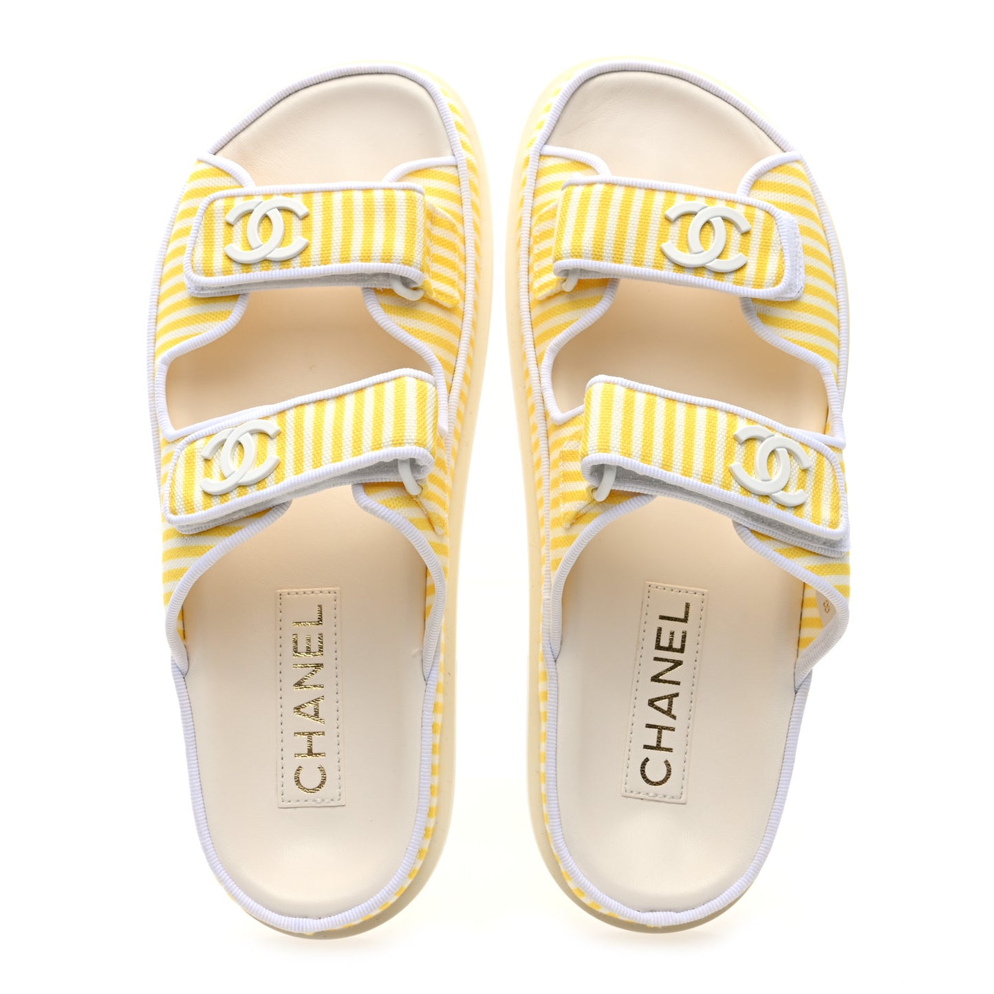 Printed Calfskin Velcro Dad Flat Mules 38 White Yellow
