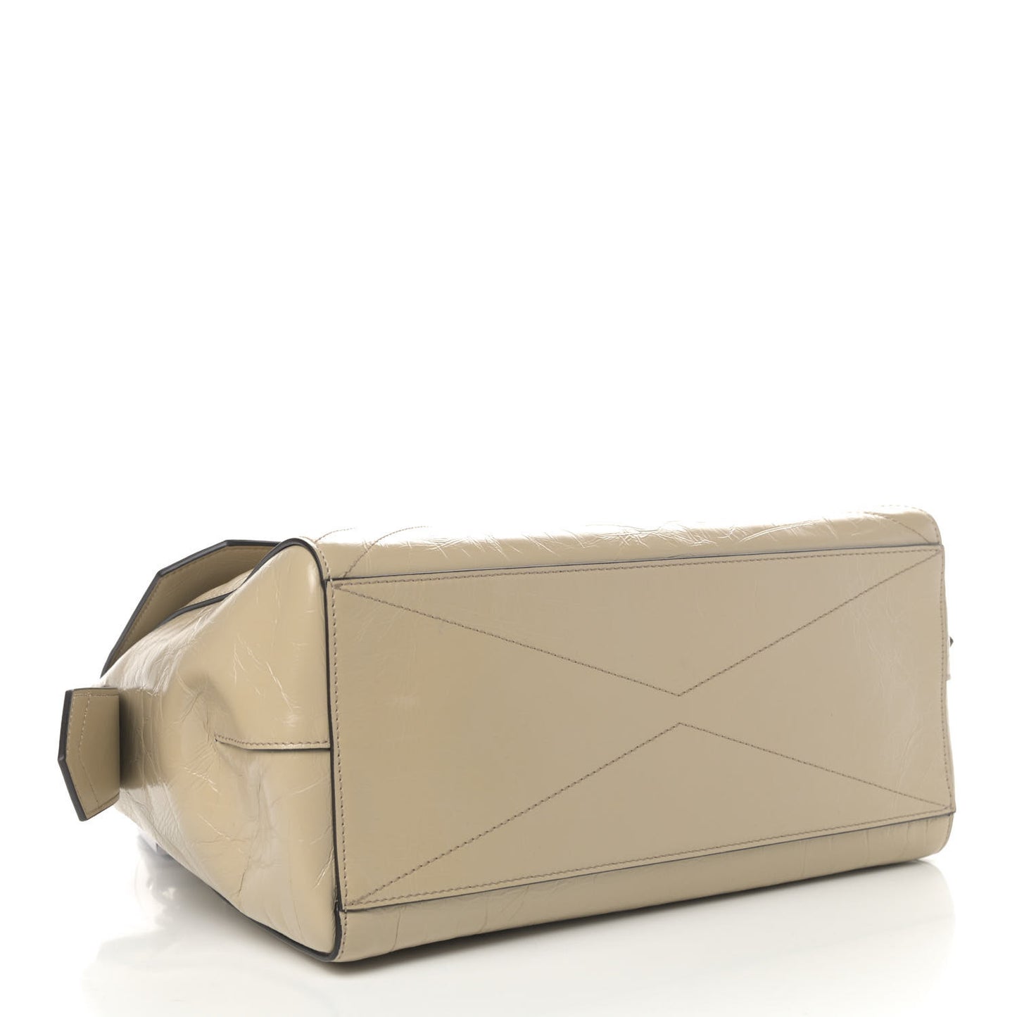 Creased Patent Calfskin Medium ID Flap Beige