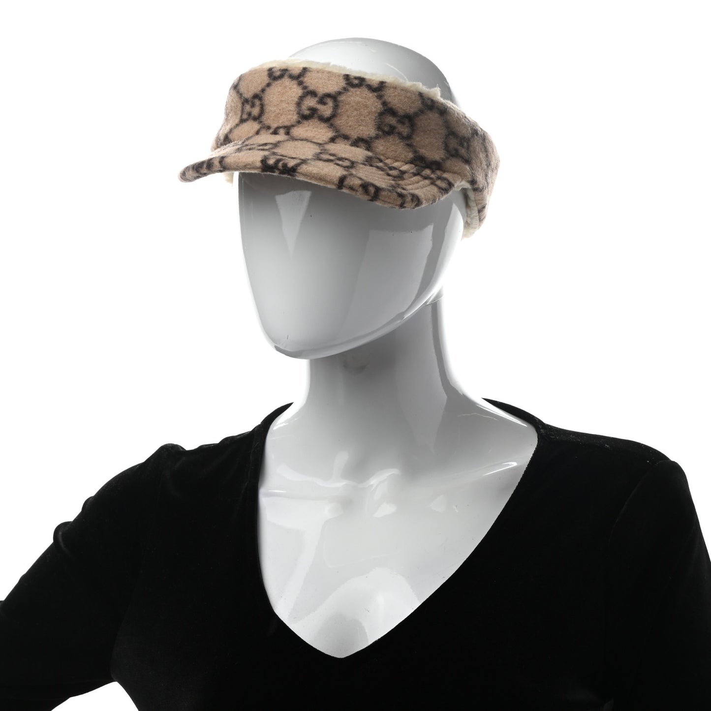 Covered Wool GG Monogram Visor Beige Ebony