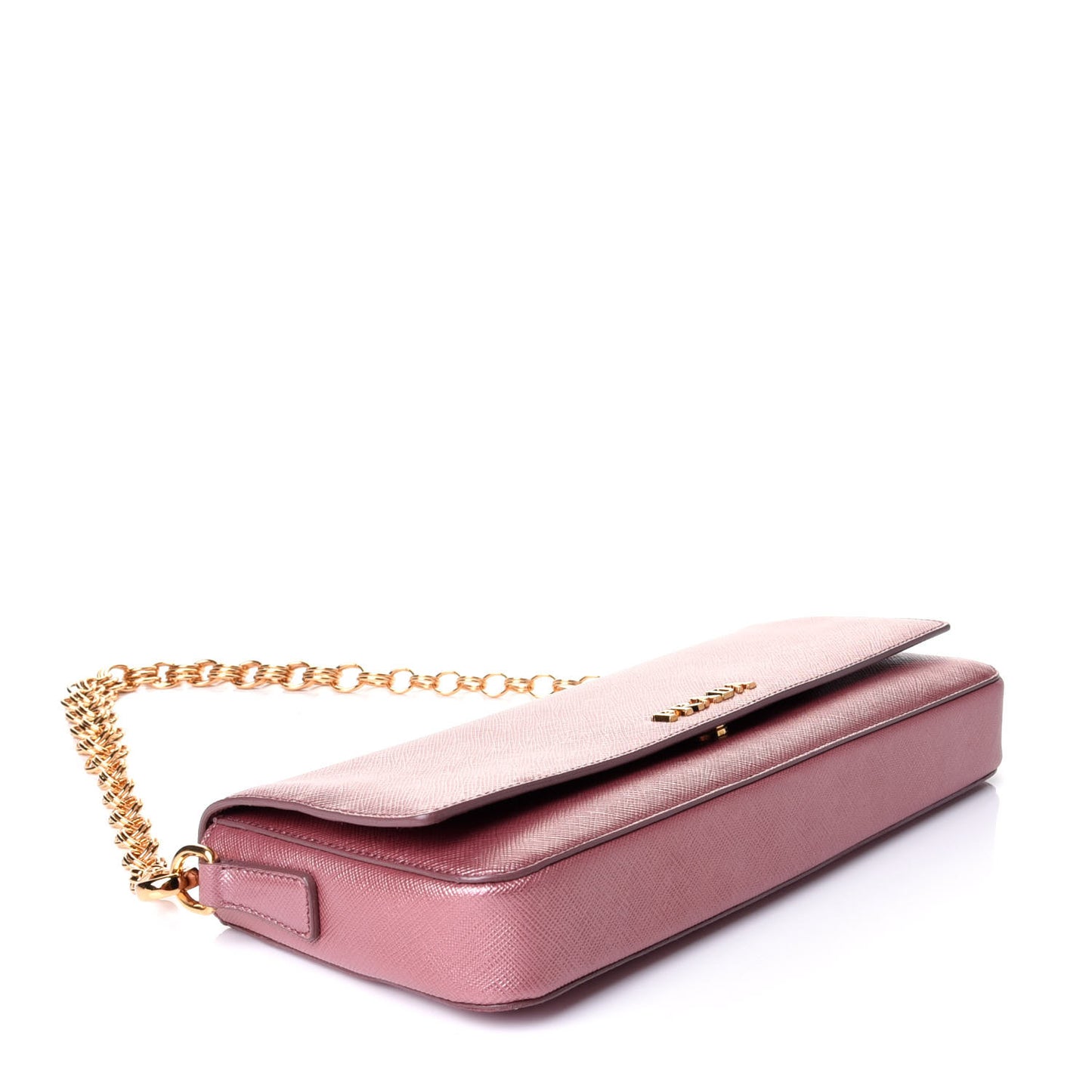 Saffiano Lux Chain Clutch Antico Mordore