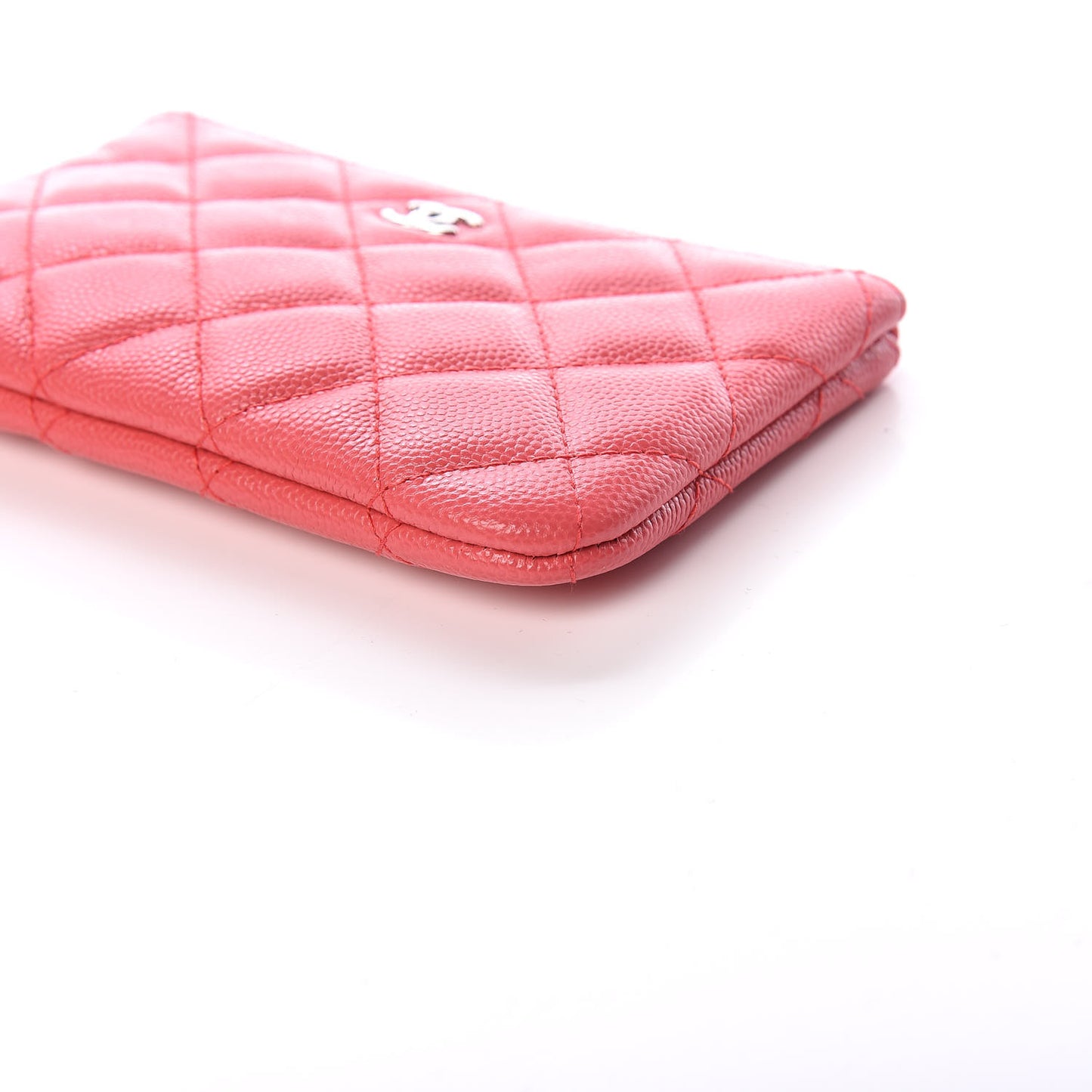 Caviar Quilted Small Cosmetic Case Dark Pink