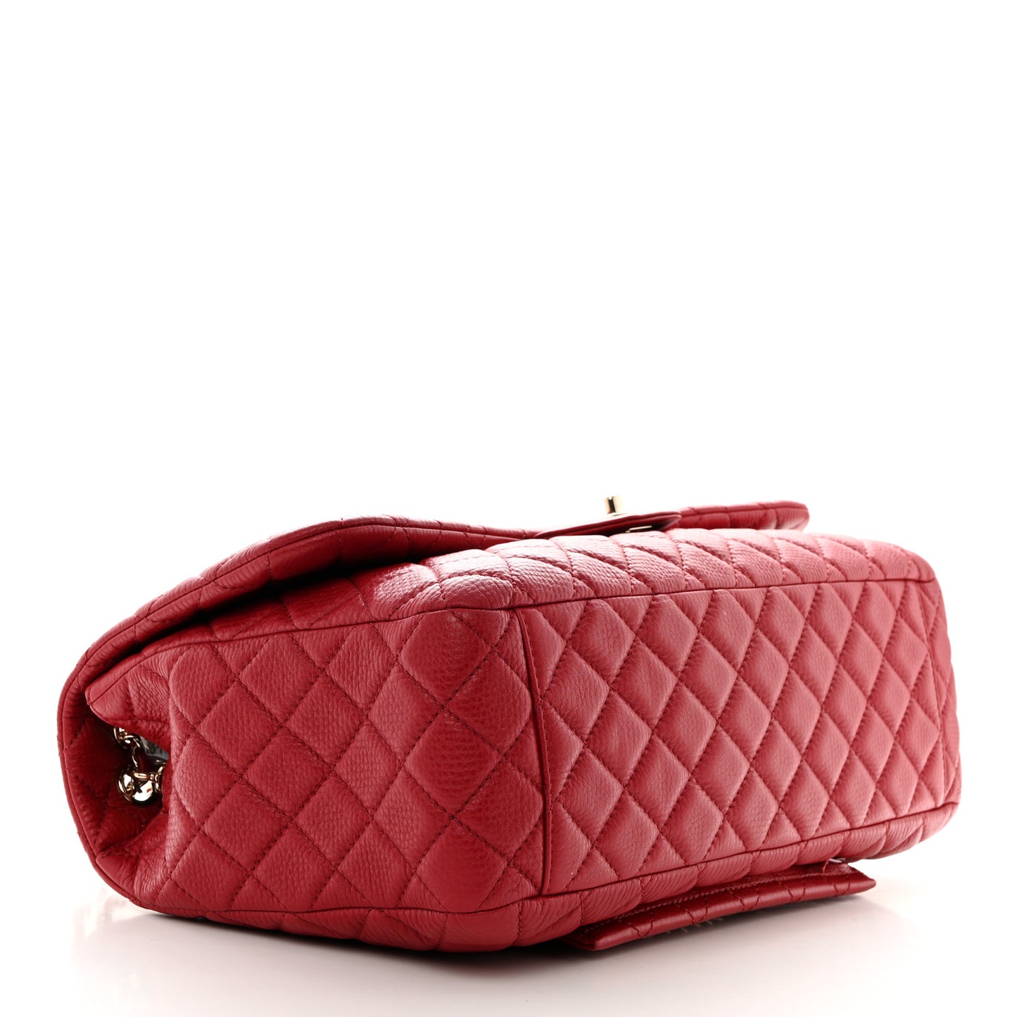 Metallized Calfskin Quilted Small XXL Travel Flap Bag Red
