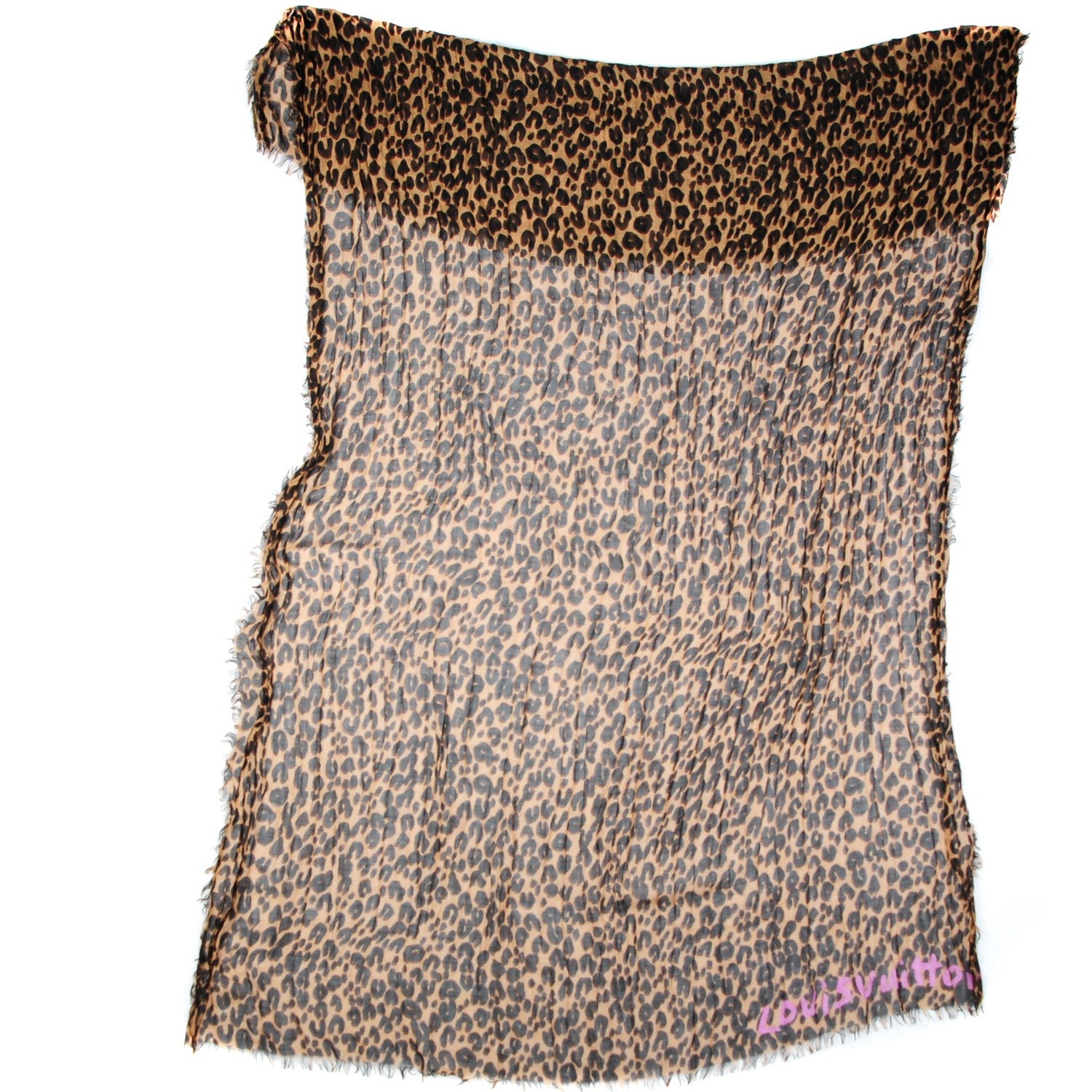 Louis Vuitton Cashmere Silk Leopard Stole Brown 3 of 9