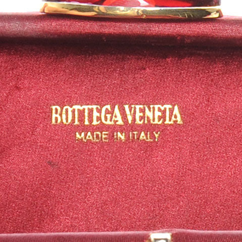 Bottega Veneta Satin Velvet Woven Evening Clutch Burgundy 6 of 7