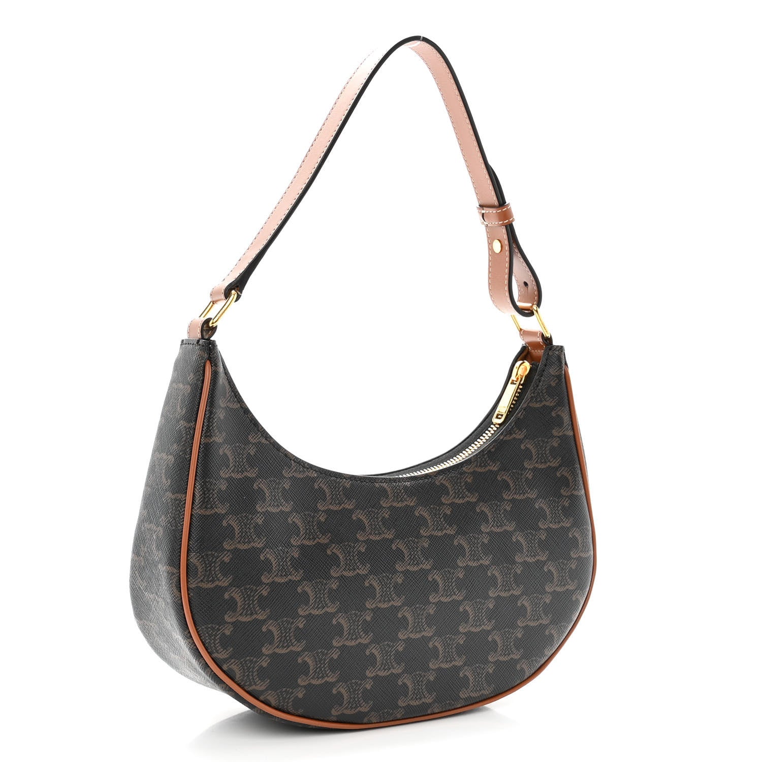 Celine Triomphe Canvas Calfskin Ava Shoulder Bag Tan 3 of 11